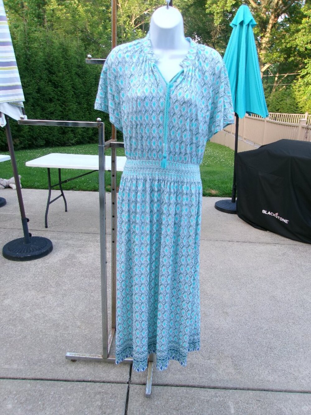 NWT CABANA LIFE AQUA PRINT MAXI DRESS XL